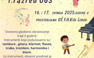 Audicije za upise u 1. godinu Glazbenog odjela za školsku godinu 2025./2026.