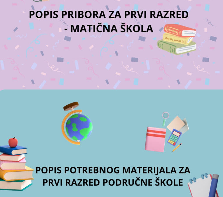Popis potrebnog školskog pribora za učenike 1. razreda u školskoj godini 2026./2027.